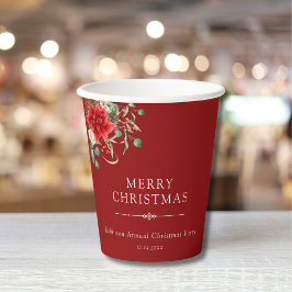 Elegante Bloemen Botanische Kerstfeest Vakantie Papieren Bekers