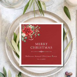 Elegante Bloemen Botanische Kerstfeest Vakantie Servet