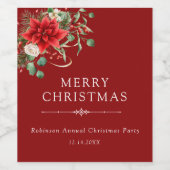 Elegante Bloemen Botanische Kerstfeest Vakantie Wijn Etiket (Enkel label)