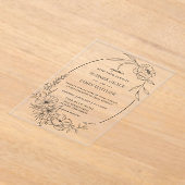 Elegante Bloemen Botanische Lijn Kunst Trouwen Acryl Uitnodigingen (Laagn)