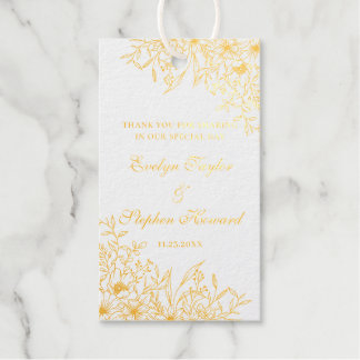 Elegante Bloemen Botanische Lijn Kunst Trouwen Cadeaulabels