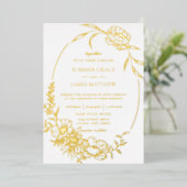 Elegante Bloemen Botanische Lijn Kunst Trouwen Folie Uitnodiging (Staand Voorkant)