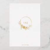 Elegante Bloemen Botanische Lijn Kunst Trouwen Folie Uitnodiging (Achterkant)