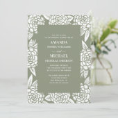 Elegante bloemen botanische pastel salie groene br kaart (Staand voorkant)