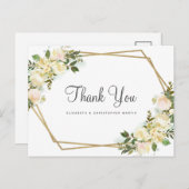 Elegante Bloemen Botanische Rozen Bruiloft Dank u Briefkaart (Voorkant / Achterkant)