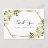 Elegante Bloemen Botanische Rozen Bruiloft Dank u Briefkaart (Voorkant)