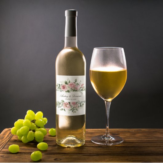 Elegante Bloemen Botanische Rozen Rozen Rustieke b Wijn Etiket