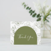 Elegante Bloemen Botanische Salie Groene bruiloft Bedankkaart (Staand voorkant)