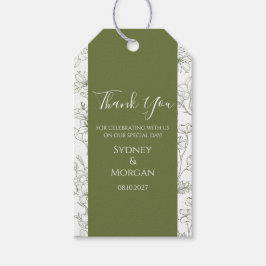 Elegante Bloemen Botanische Salie Groene bruiloft Cadeaulabel