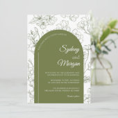 Elegante Bloemen Botanische Salie Groene bruiloft Kaart (Staand voorkant)