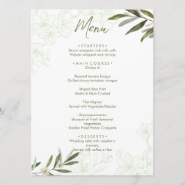 Elegante Bloemen Botanische Salie Groene bruiloft Menu