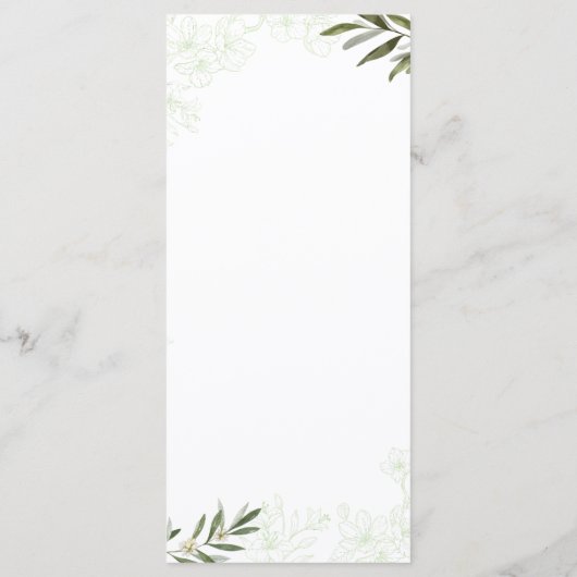 Elegante Bloemen Botanische Salie Groene bruiloft  Menu (Achterkant)