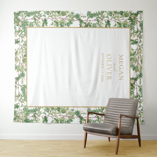 Elegante Bloemen Botanische Tuin Bruiloft Wandkleed (In Situ (horizontaal))