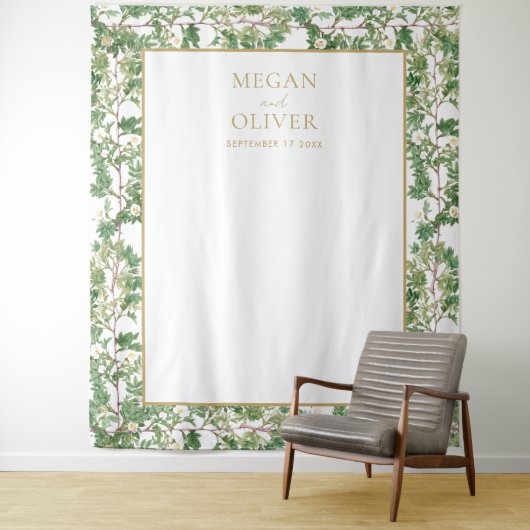 Elegante Bloemen Botanische Tuin Bruiloft Wandkleed (In situ)