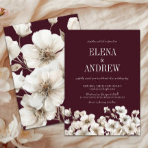 Elegante Bloemen Bourgondië Rood en Wit Huwelijk