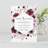 Elegante bloemen Bourgondische bruiloft Save The Date (Staand voorkant)