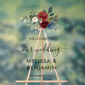 Elegante Bloemen Bourgondische Script bruiloft Acryl Bord (Neutraal)