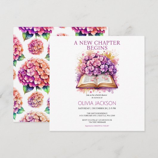 Elegante Bloemen Bruids Douche Uitnodiging (Voorkant / Achterkant)