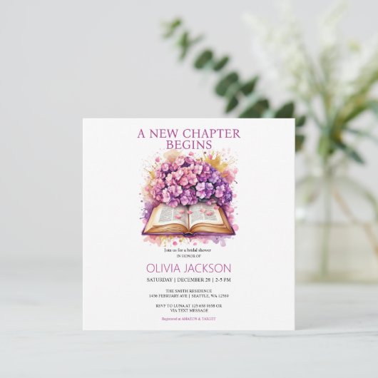 Elegante Bloemen Bruids Douche Uitnodiging (Staand voorkant)