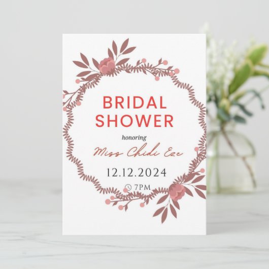 Elegante Bloemen Bruids Douche uitnodiging (Staand voorkant)