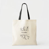 Elegante bloemen Bruidsmeisje Naam Tote Bag (Voorkant)