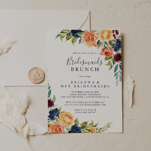 Elegante Bloemen Bruidsmeisjes Brunch Douche Kaart