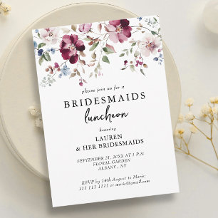 Elegante Bloemen Bruidsmeisjes Luncheon Uitnodigin Kaart