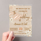 Elegante Bloemen bruiloft acryl uitnodiging (Insitu (Draagbaar))