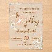 Elegante Bloemen bruiloft acryl uitnodiging (Voorkant)