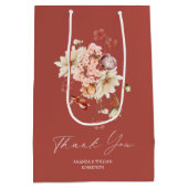 Elegante Bloemen bruiloft Dank u Gift Bag Medium Cadeauzakje (Achterkant)
