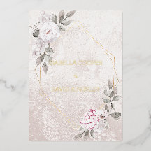 Elegante Bloemen Bruiloft | Folie Uitnodiging