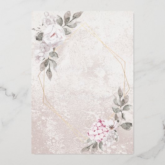 Elegante Bloemen Bruiloft | Folie Uitnodiging (Voorkant)