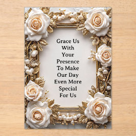 Elegante Bloemen Bruiloft Frame Acryl Uitnodigingen