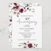 Elegante Bloemen bruiloft Jubileum Uitnodiging (Voorkant / Achterkant)