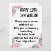 Elegante Bloemen bruiloft Jubileum Uitnodiging | B (Voorkant / Achterkant)