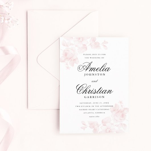 Elegante Bloemen Bruiloft Kaart