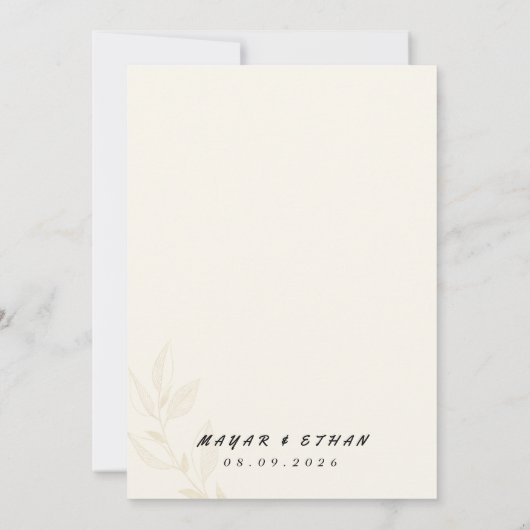 Elegante  Bloemen bruiloft Uitnodigen Kaart (Achterkant)