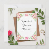 Elegante Bloemen bruiloft uitnodiging (Voorkant)