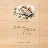 Elegante bloemen bruiloft uitnodiging (Voorkant)