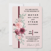 Elegante bloemen bruiloft uitnodiging (Voorkant)