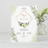 Elegante bloemen bruiloft uitnodiging (Staand voorkant)