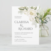 Elegante bloemen bruiloft uitnodiging (Staand voorkant)