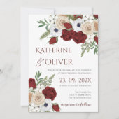 Elegante bloemen bruiloft uitnodiging (Voorkant)