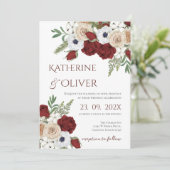 Elegante bloemen bruiloft uitnodiging (Staand voorkant)