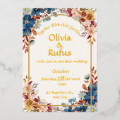 Elegante Bloemen Bruiloft Uitnodiging (Voorkant)