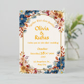 Elegante Bloemen Bruiloft Uitnodiging (Staand Voorkant)