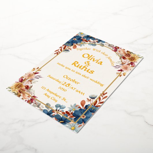 Elegante Bloemen Bruiloft Uitnodiging (Gedraaid)