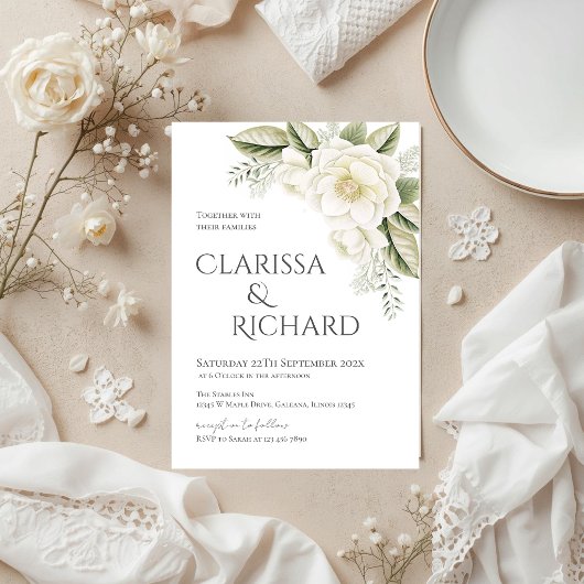 Elegante bloemen bruiloft uitnodiging