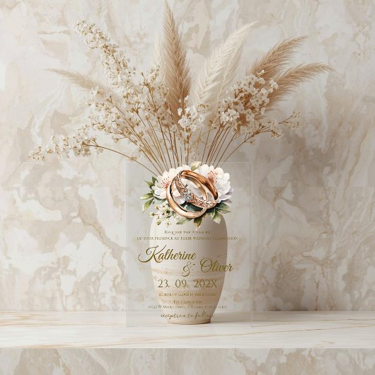 Elegante bloemen bruiloft uitnodiging