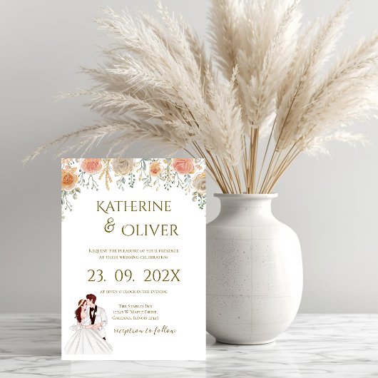 Elegante bloemen bruiloft uitnodiging